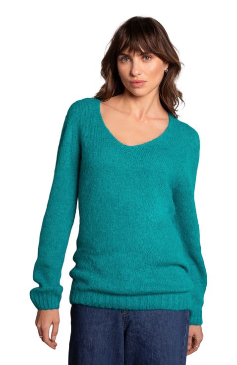 Alpaca Cott Slouch V Neck Sweater