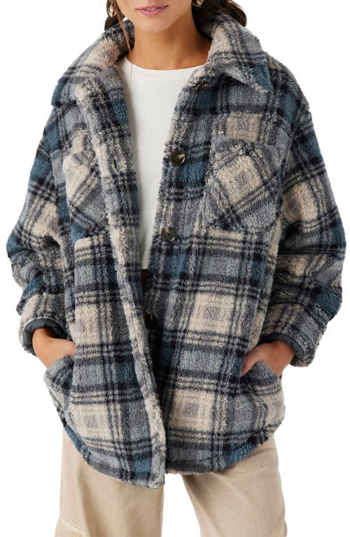 O'Neill Heather Plaid Fleece Shirt Jacket in Slate 