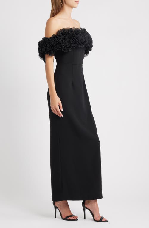 Sonya Moda Florence Off The Shoulder Sheath Gown In Black