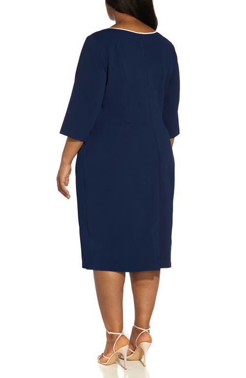 ADRIANNA PAPELL ADRIANNA PAPELL TIPPED TIE WAIST CREPE DRESS