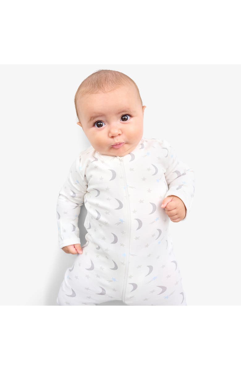Primary Baby Organic Zip Footie, Alternate, color, Ivory Stars Moons