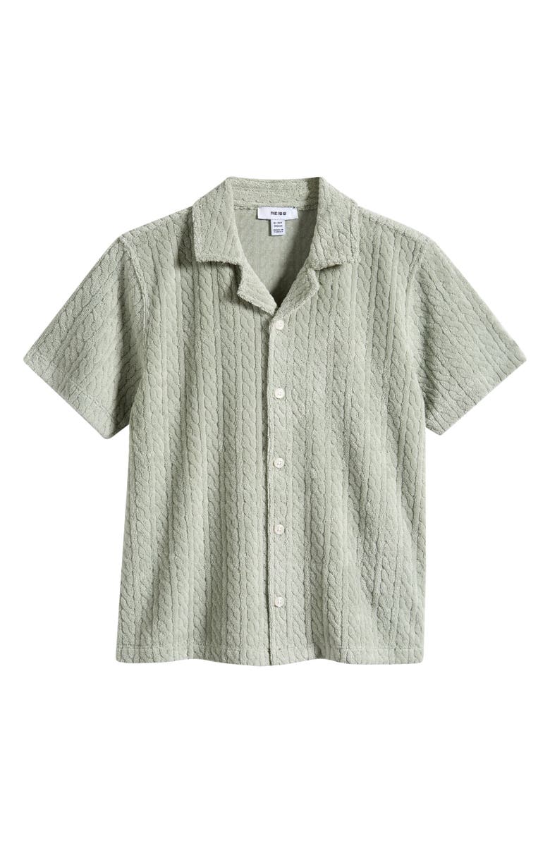 Reiss Kids' Shore Short Sleeve Button-Up Shirt, Main, color, Sage