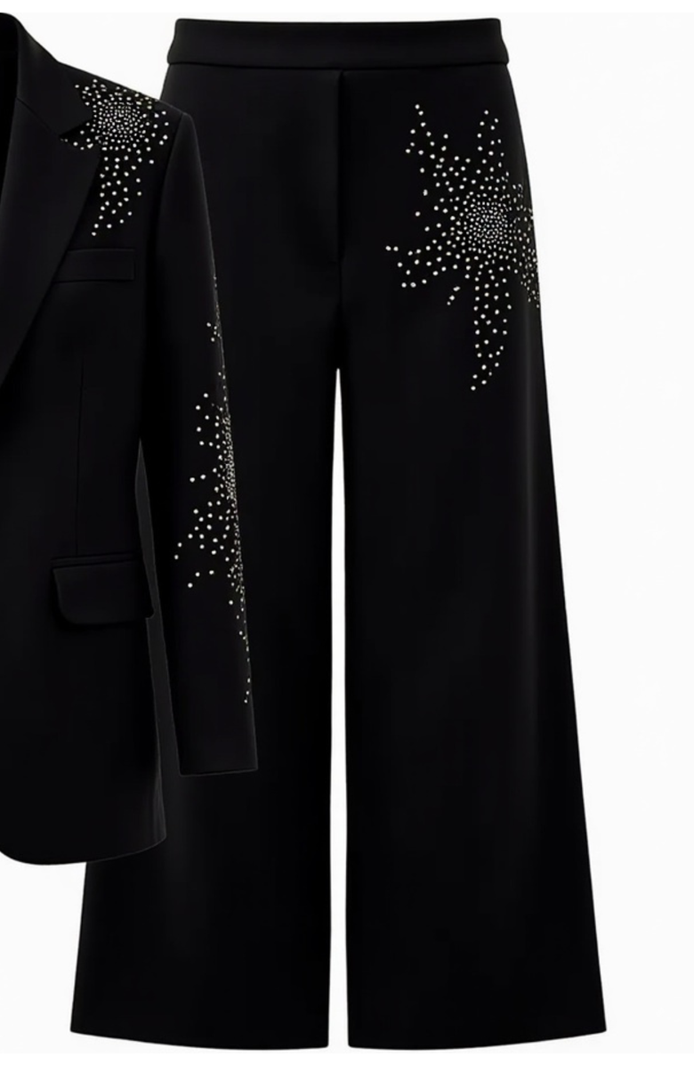 AKALIA Cicy Shinning Starry Diamonds Blazer, Alternate, color, Black