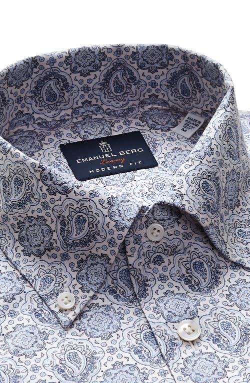 Emanuel Berg Modern Fit Paisley Medallion Cotton Dress Shirt In Bright Blue