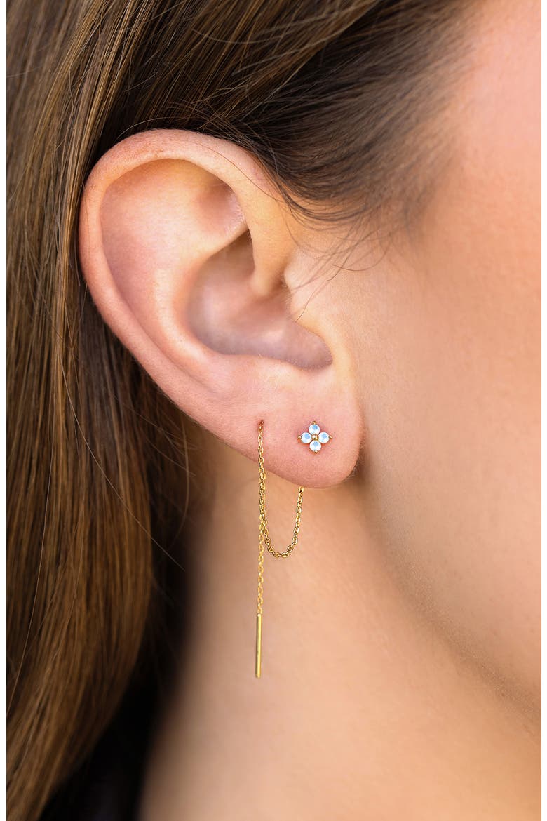 Blossom Threader Earrings, Alternate, color, GOLD