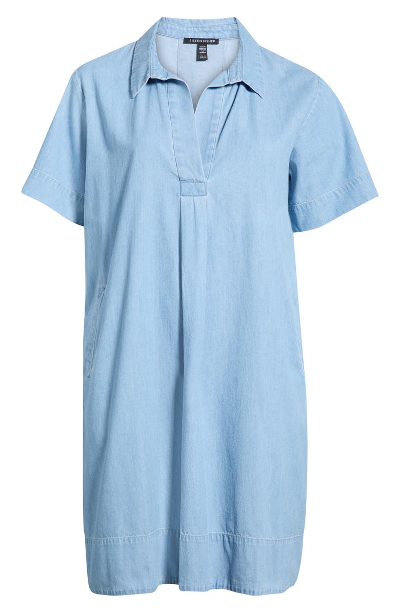Eileen Fisher Classic Chambray Shift Dress, Alternate, color, Light Wash