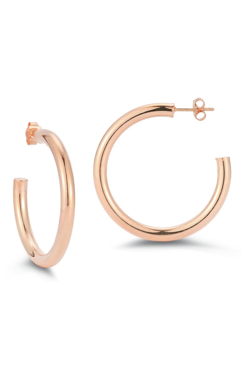 Plated Hoop Earrings, Main, color, ROSE GOLD