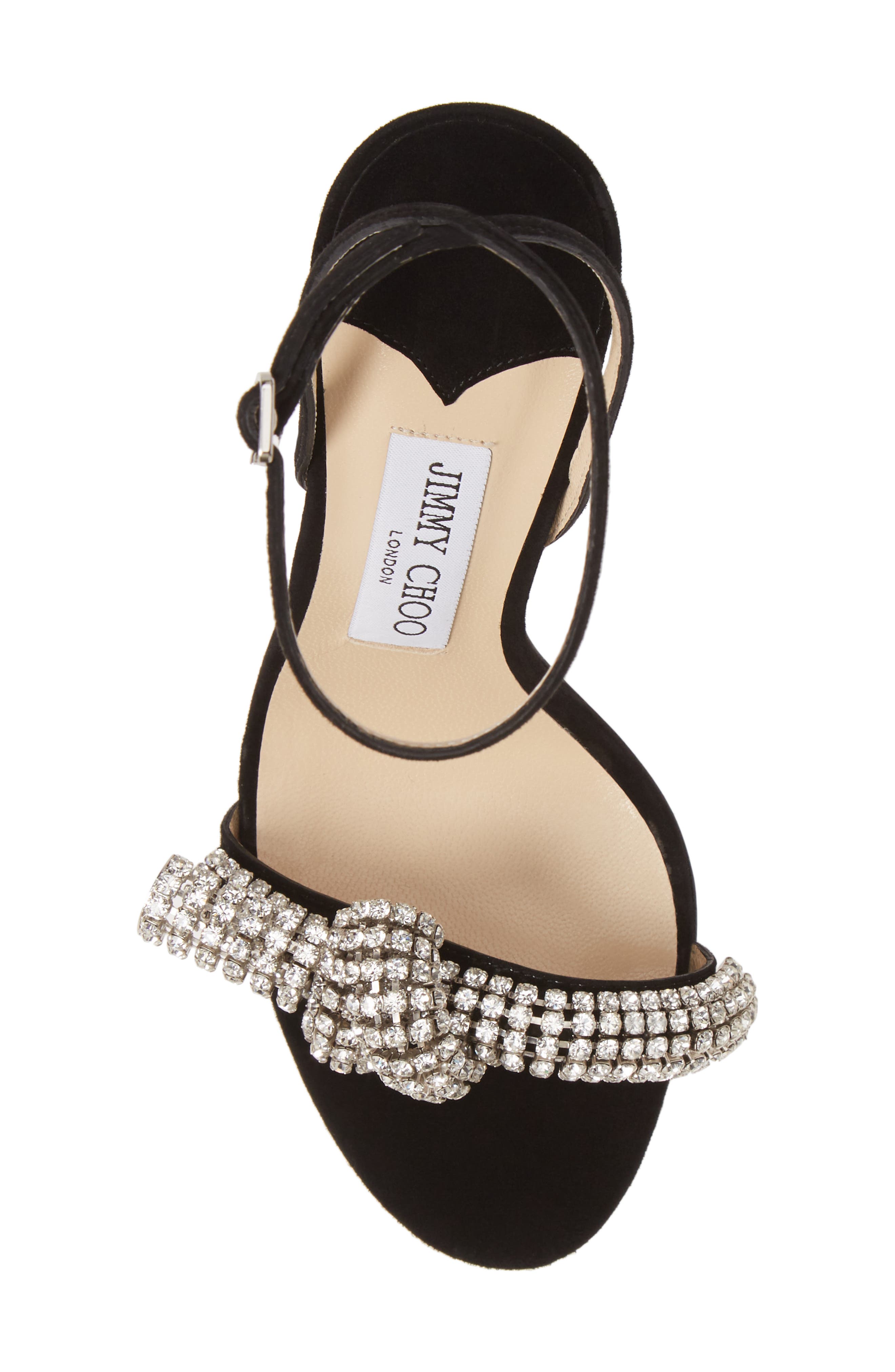 Jimmy Choo Thyra Crystal Knot Ankle Strap Sandal, Alternate, color, 