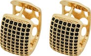 Panacea Pavé Black Crystal Square Huggie Hoop Earrings