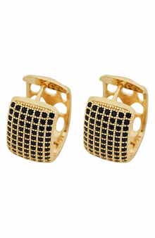Panacea Pavé Black Crystal Square Huggie Hoop Earrings