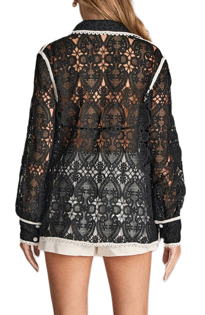 English Factory Crochet Button-Up Shirt, Alternate, color, Black