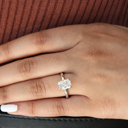 Luvmyjewelry Tia 14k Gold Emerald Lab Grown Diamond Hidden Halo Ring In 14k White Gold