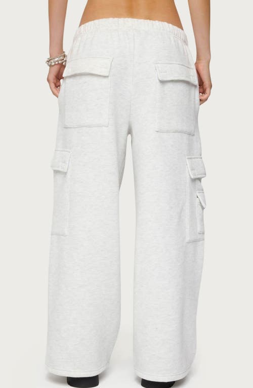 Edikted Petite Wide Leg Cargo Sweatpants In White