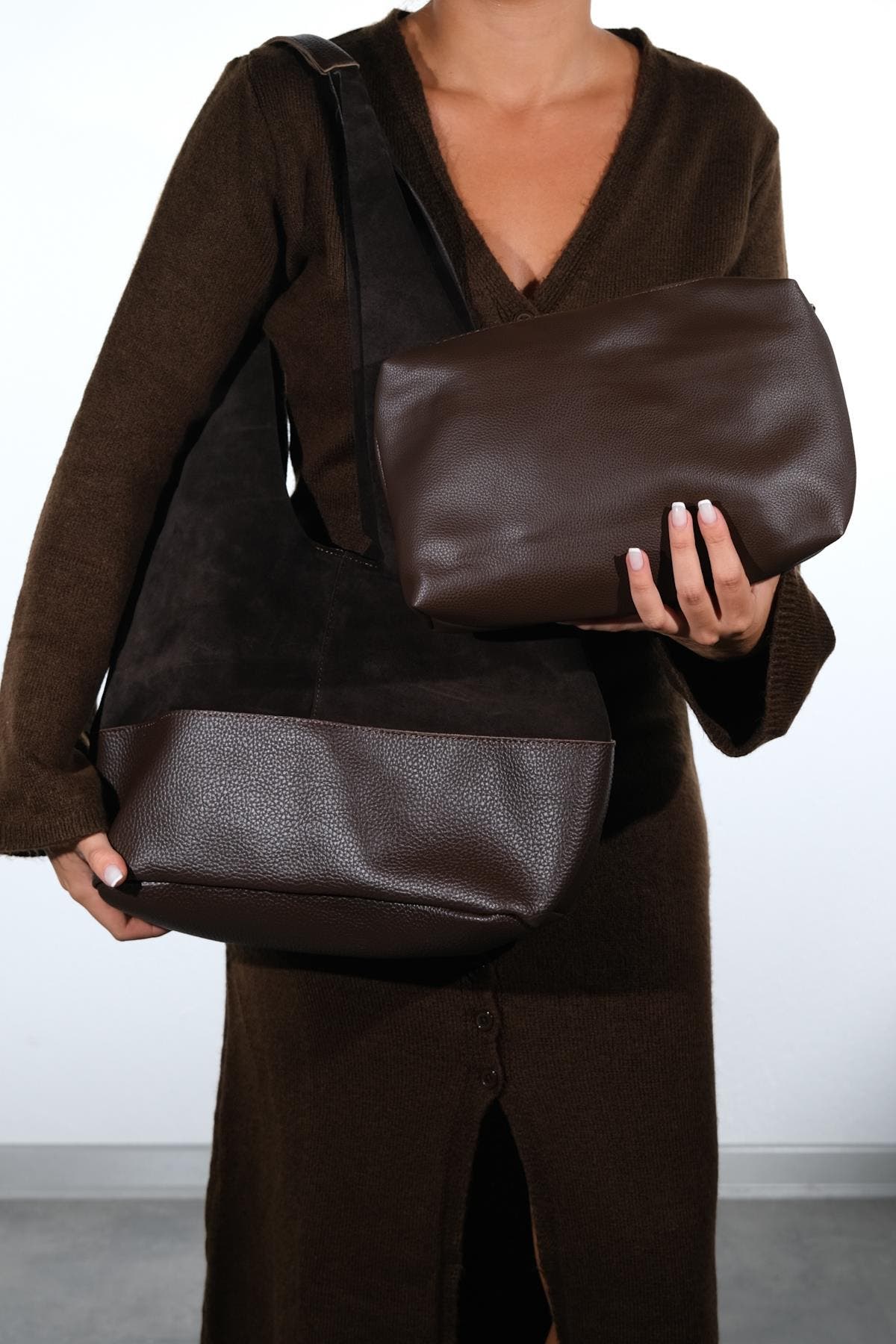Avos Leather Shoulder Bag, Alternate, color, Brown Suede