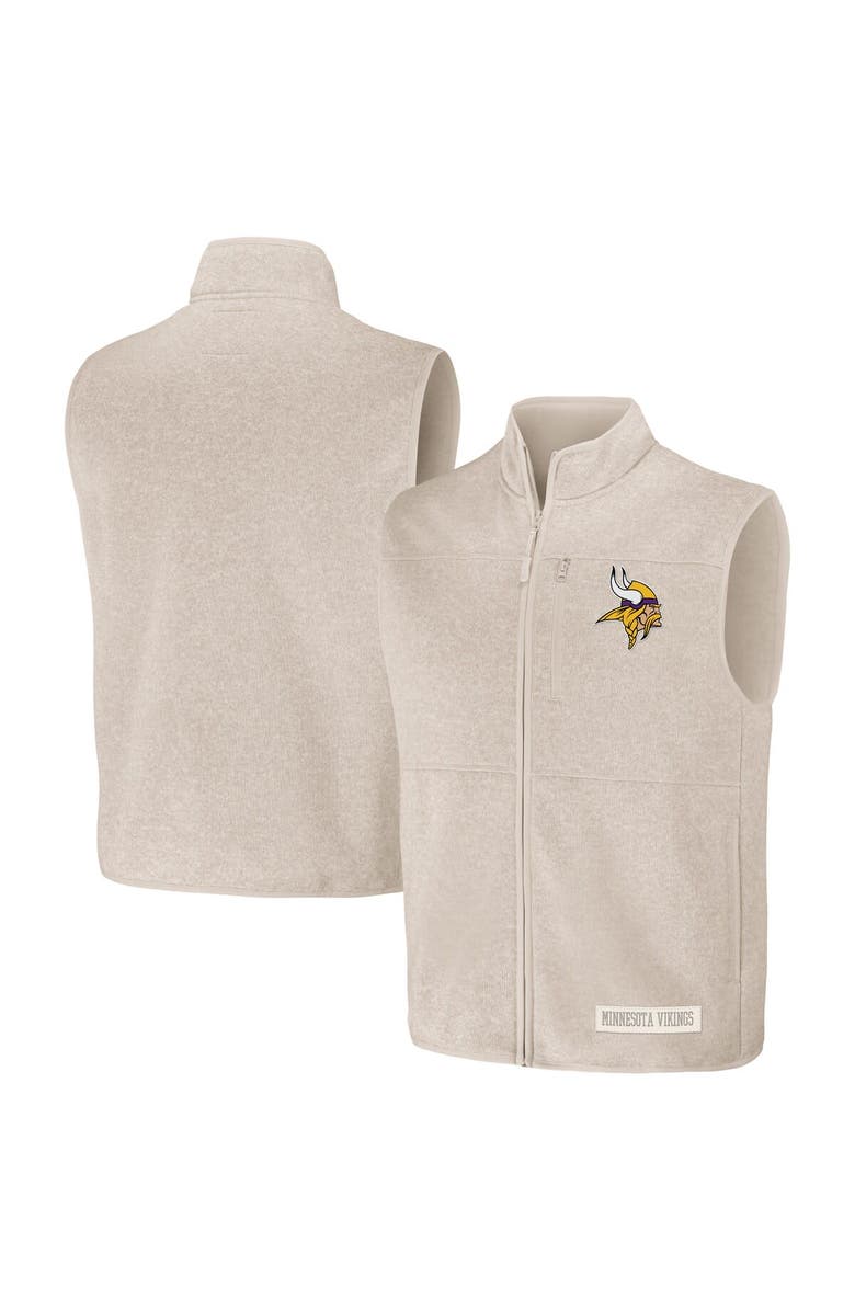 NFL X DARIUS RUCKER Men's NFL x Darius Rucker Collection by Fanatics  Oatmeal Minnesota Vikings Full-Zip Sweater Vest, Main, color, 