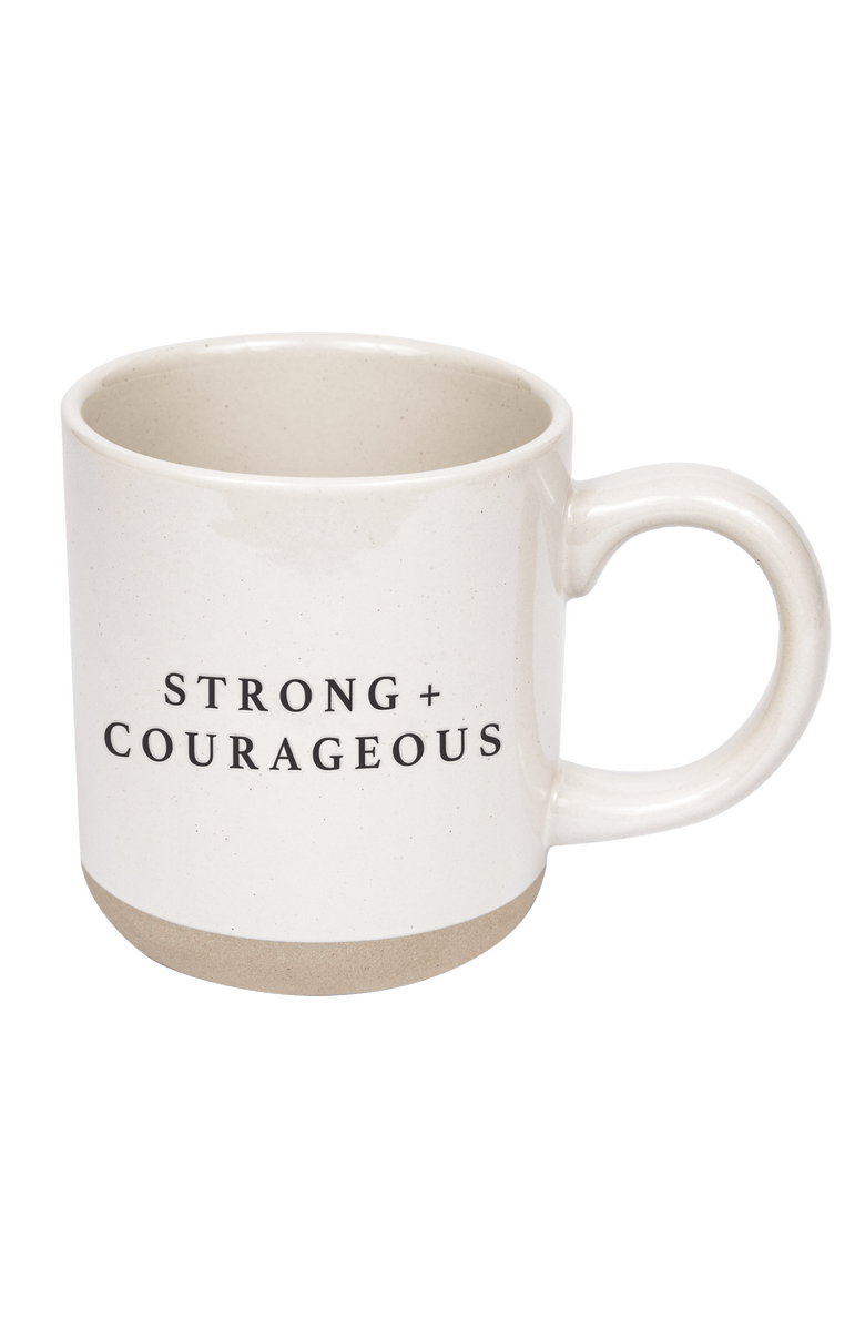SWEET WATER DECOR Stoneware Quote Coffee Mug, Main, color, Strong And Courageous