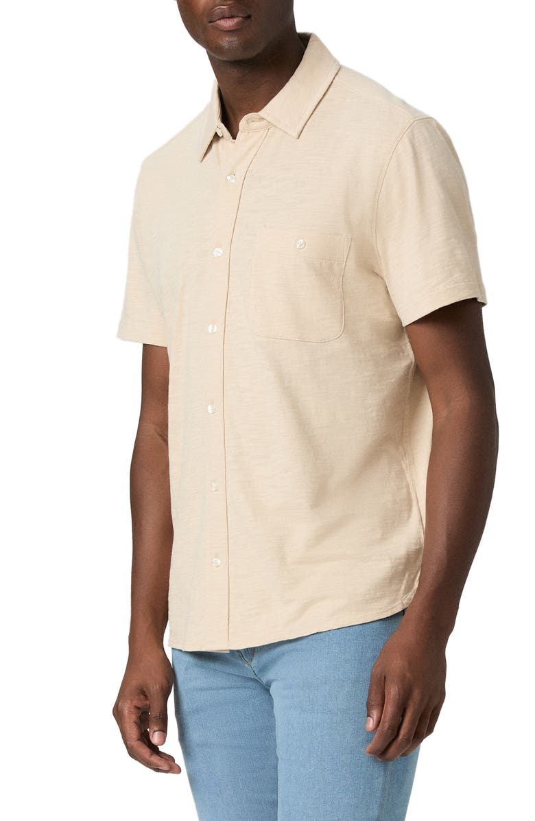 PAIGE Carillo Short Sleeve Button-Up Shirt, Alternate, color, Pale Khaki