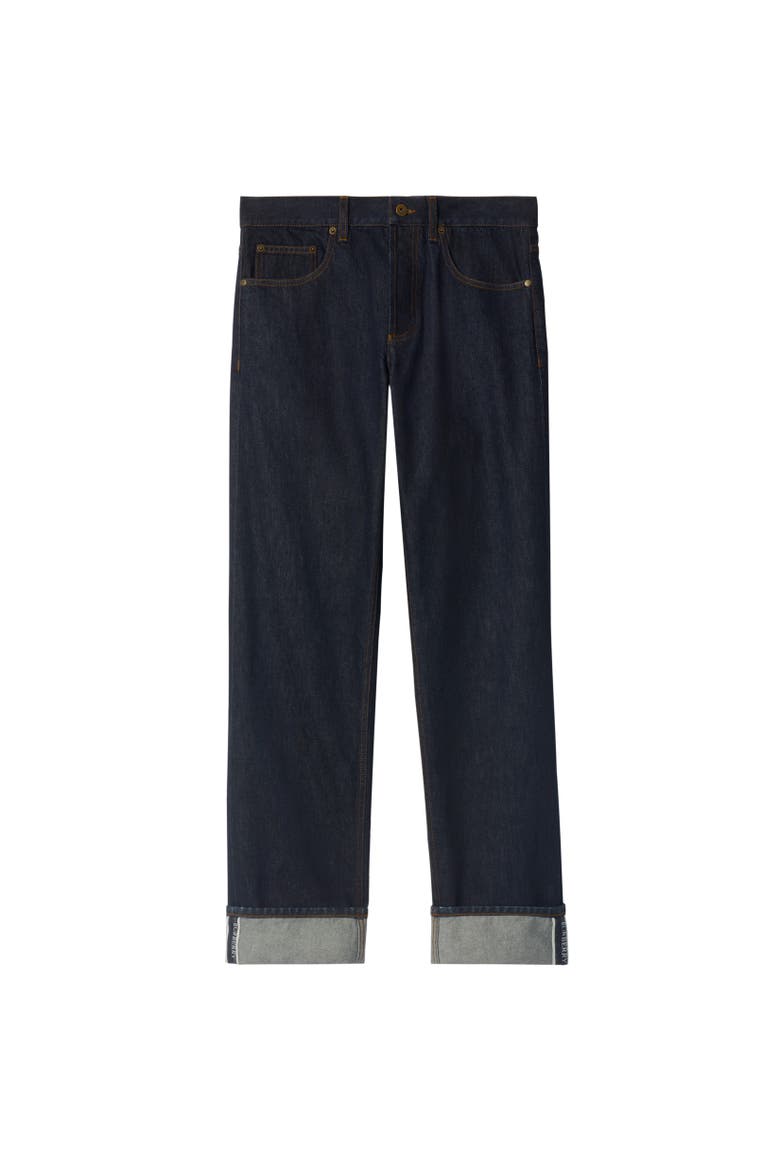 Straight Turn-up Jeans, Alternate, color, Dark indigo
