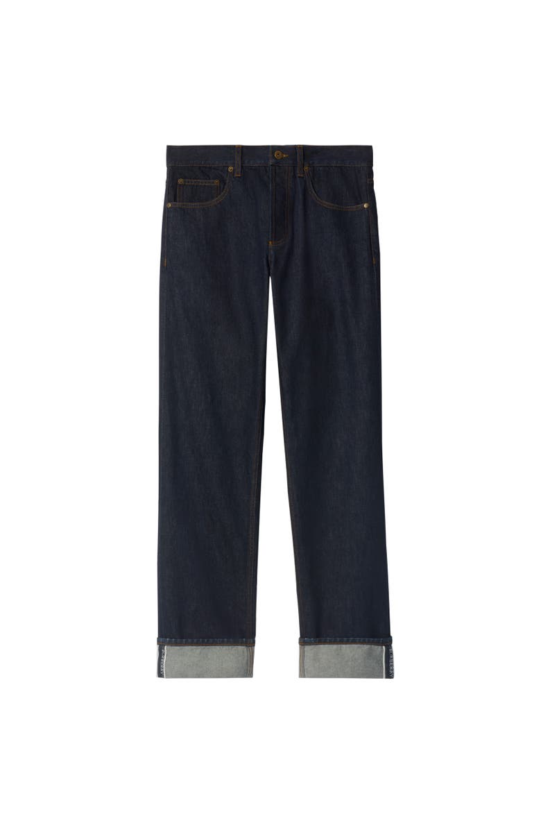 Burberry Straight Turn-up Jeans, Alternate, color, Dark Indigo