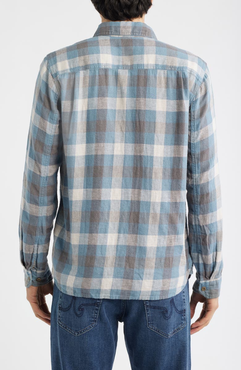AG Curtis Check Linen & Cotton Button-Up Work Shirt, Alternate, color, Blue Multi
