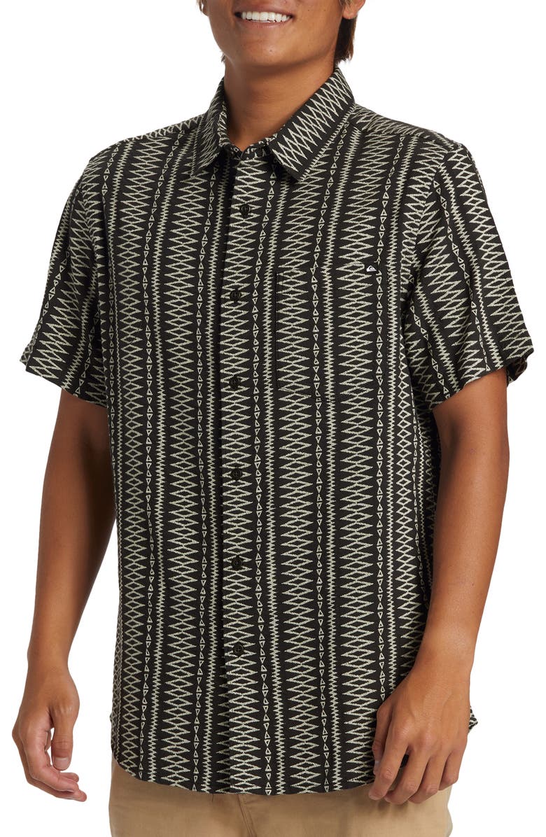 Quiksilver Vibrations Jacquard Short Sleeve Button-Up Shirt, Alternate, color, 