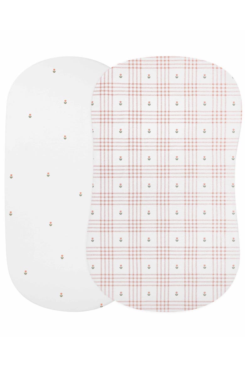 Floral Plaid Collection Baby Fitted Bassinet Sheet 2 Pack, Alternate, color, Pink