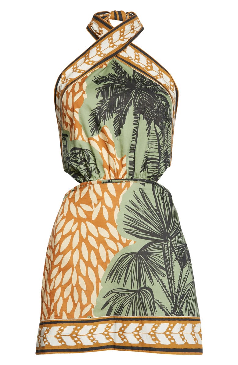 Johanna Ortiz Reminders of Paradise Tropical Print Cutout Cotton Minidress, Alternate, color, 