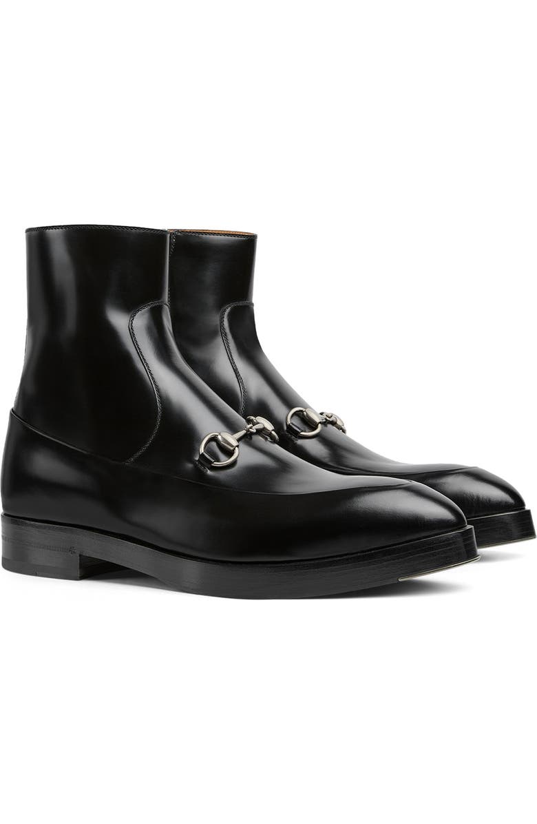 Gucci Burn Horsebit Pointed Toe Boot, Alternate, color, Black