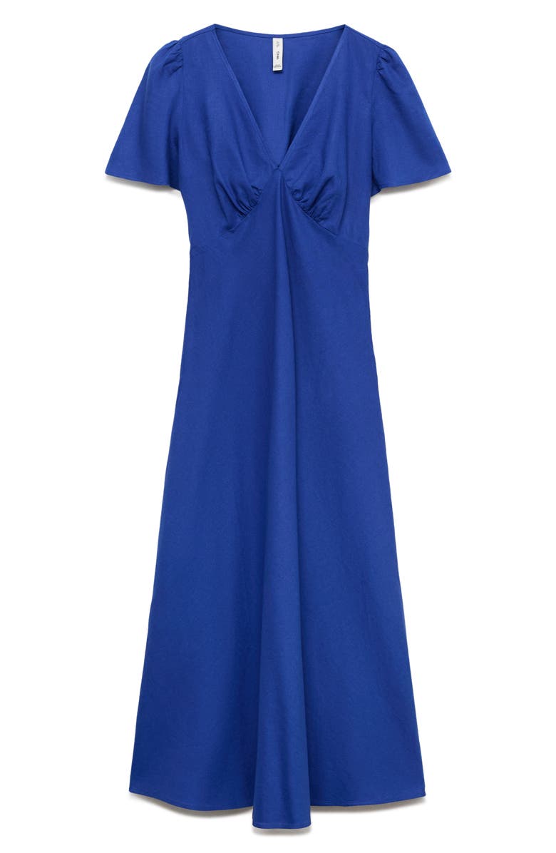 MANGO Linen Blend Dress, Alternate, color, Blue
