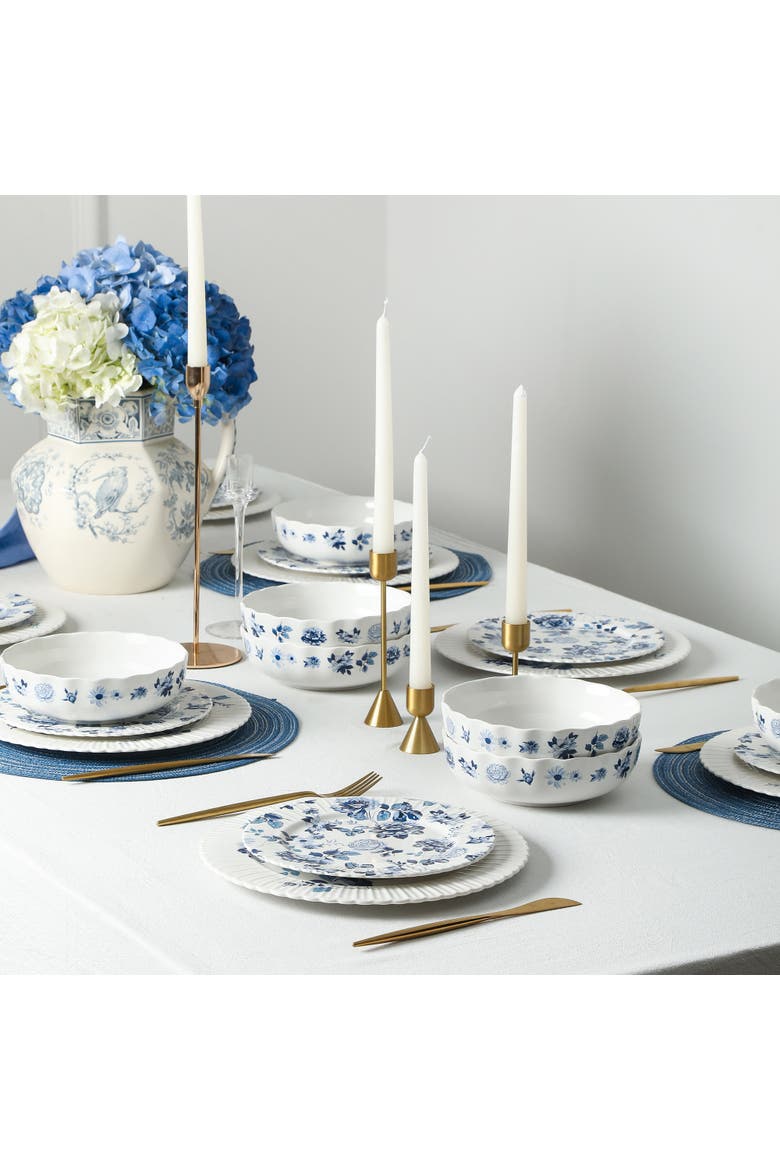 Fiore New Bone China 12-Piece Dinnerware Set, Alternate, color, Blue