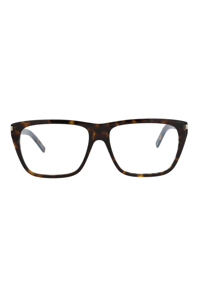 57mm Square Optical Glasses, Main, color, HAVANA HAVANA TRANSPARENT