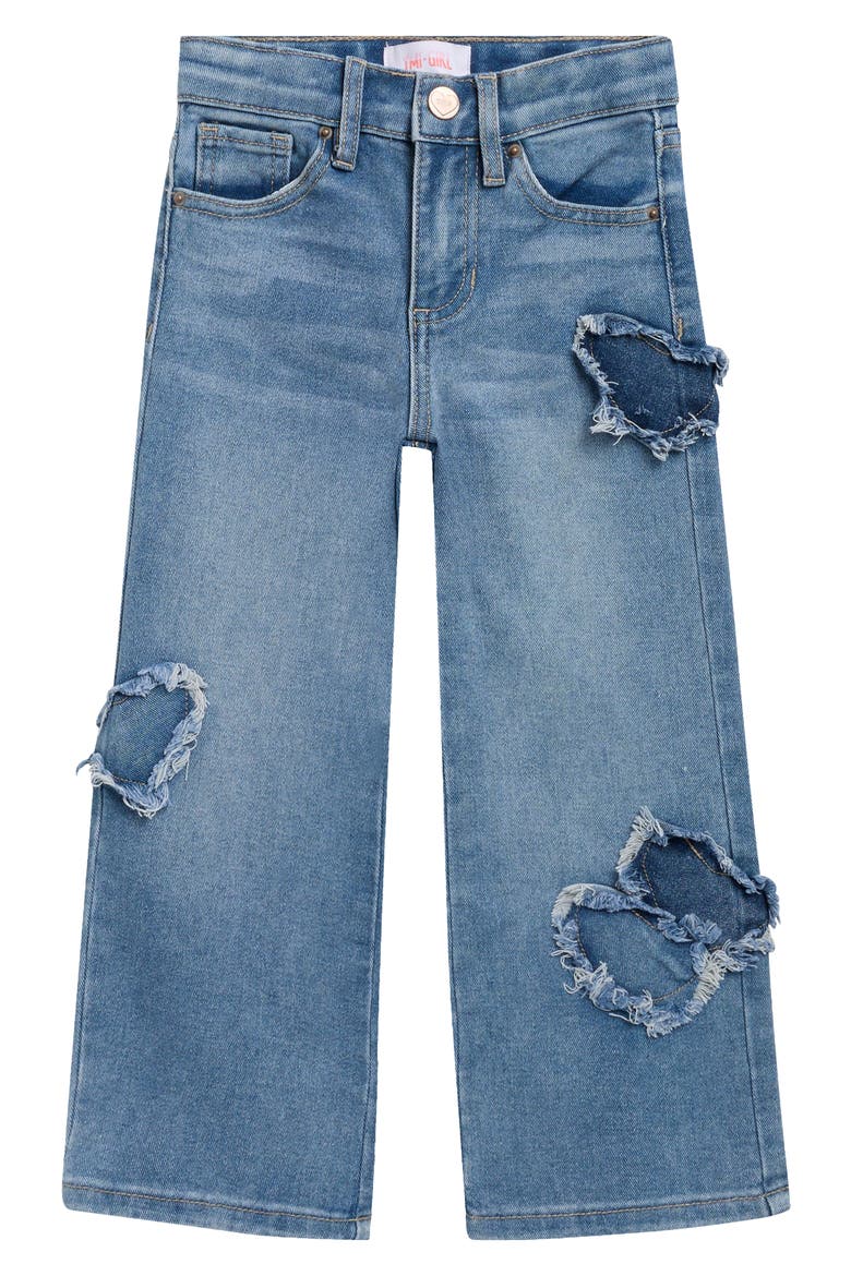 Kids' Heart Patch Jeans, Main, color, MED BLUE
