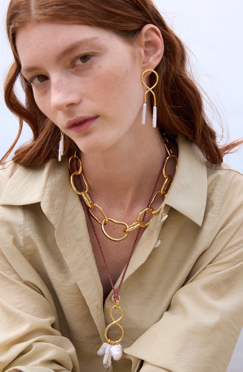 Lizzie Fortunato Etienne Stick Pearl Drop Earrings, Alternate, color, Gold