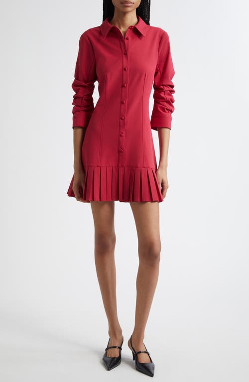Cinq À Sept Lucilla Topstitched Pleated-hem Mini Shirtdress In Pink