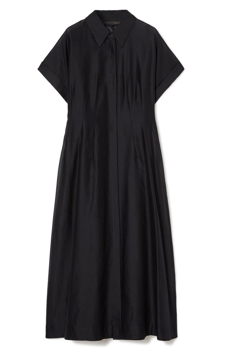 Marina Rinaldi Candia Semisheer Cotton & Silk Shirtdress, Alternate, color, Black