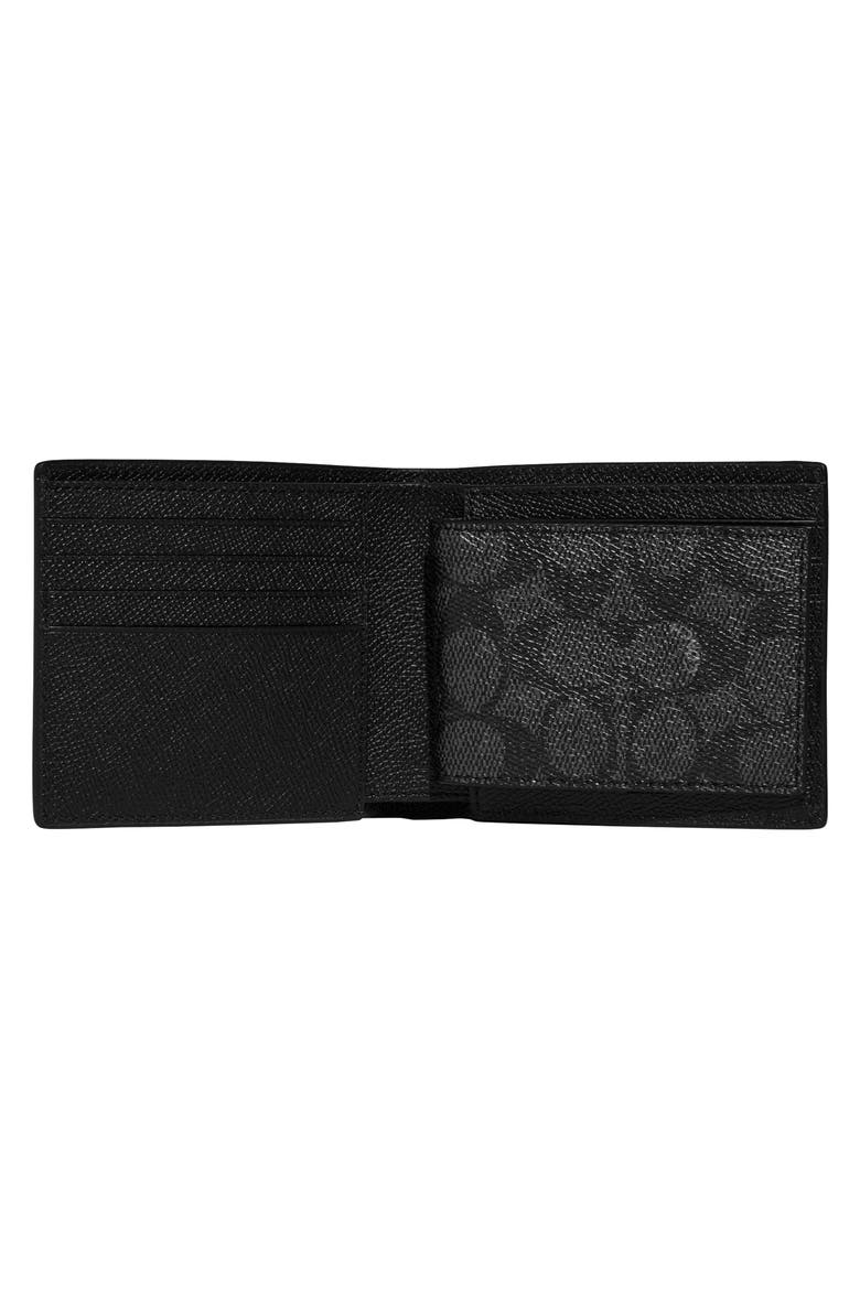 3-in-1 Leather Bifold Wallet, Alternate, color, BLACK