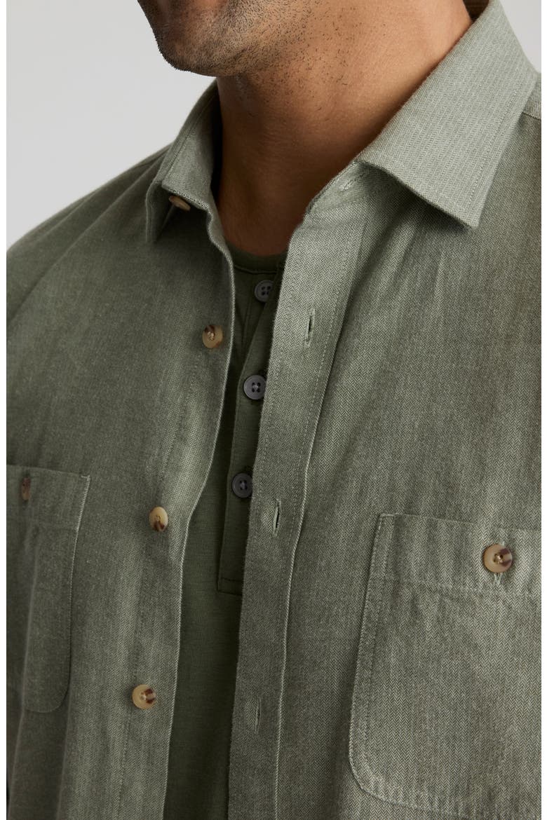 Hemsworth Flannel Twill Button-Up Shirt, Alternate, color, MID GREEN