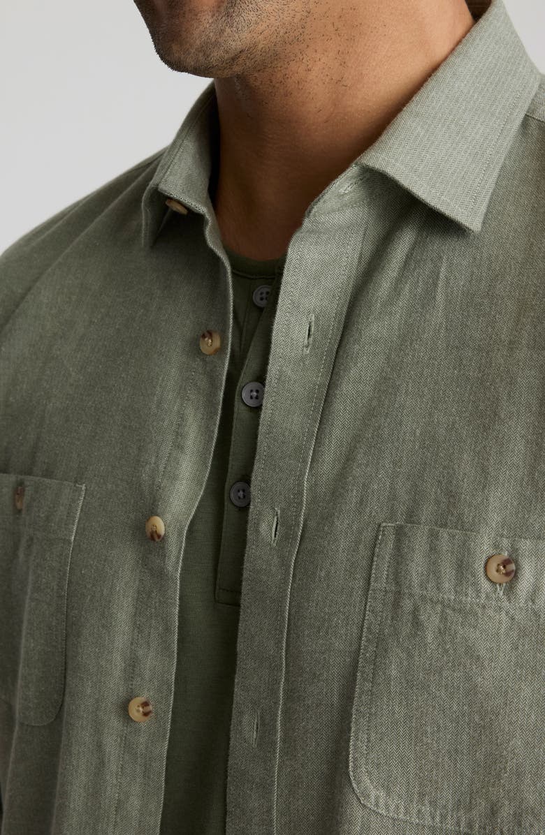 UNTUCKit Hemsworth Flannel Twill Button-Up Shirt, Alternate, color, Mid Green