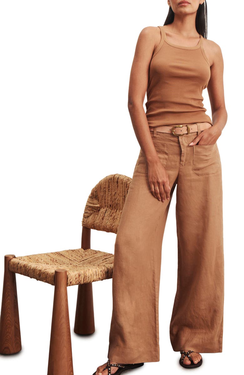 Sanctuary The Marine Linen Wide Leg Pants, Alternate, color, Toasted Coconut Brown
