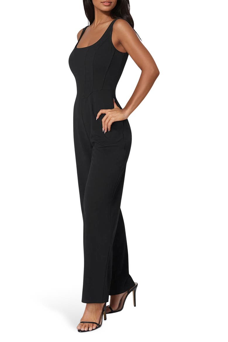 Corset Jumpsuit, Alternate, color, BLACK