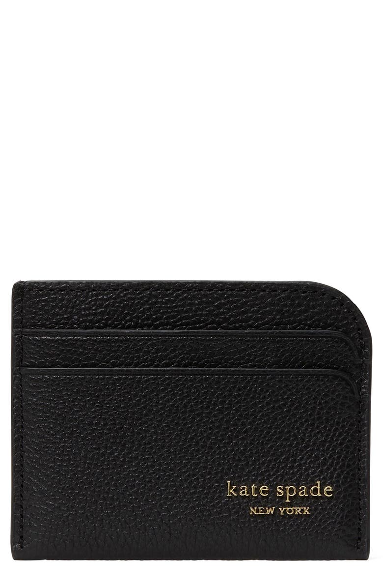 Kate Spade New York Devin Pebble Leather Card Holder, Main, color, Black