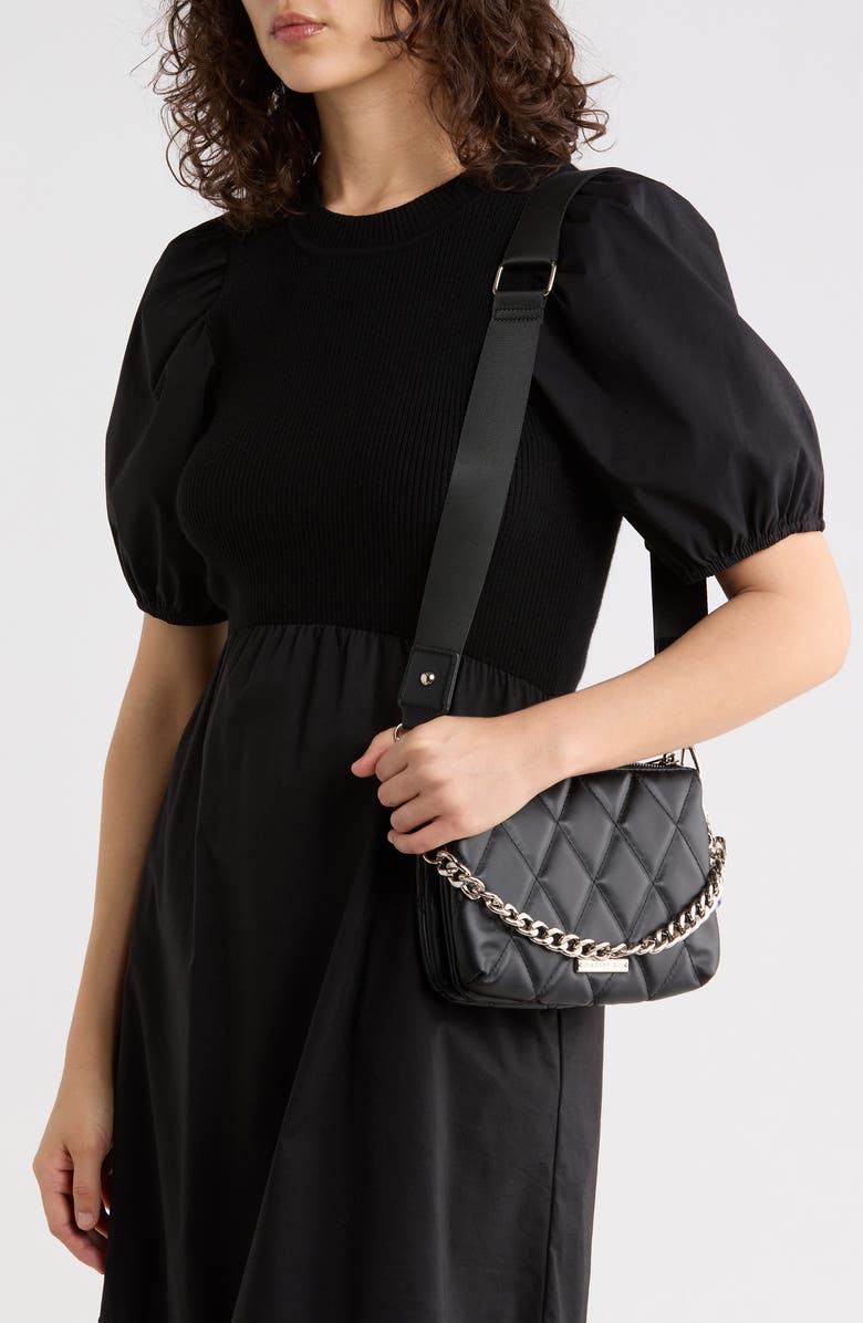 Madden Girl Modular Diamond Quilted Crossbody Bag, Alternate, color, Black