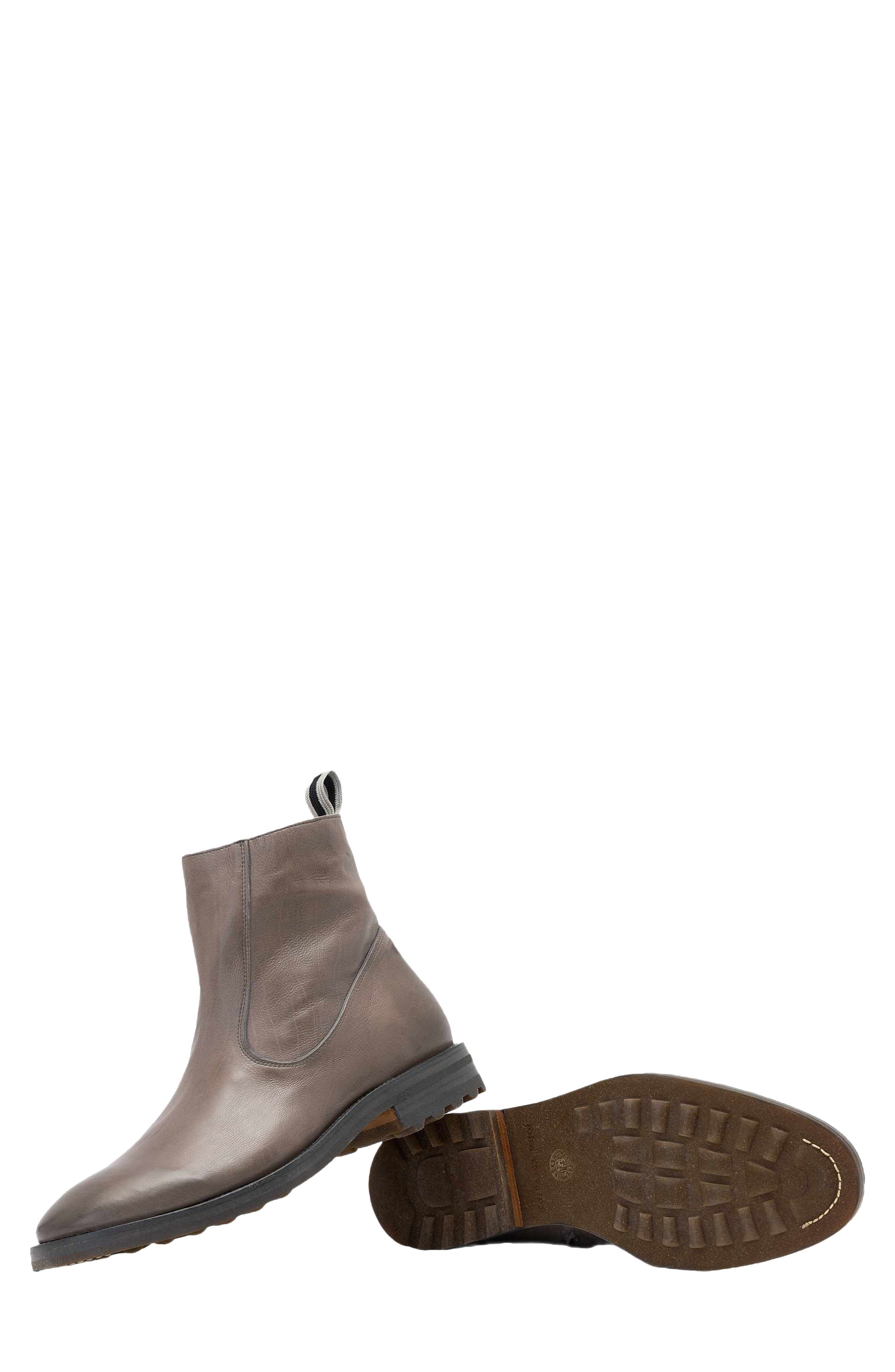 Freeman Zip Leather Boot, Alternate, color, CHARCOAL