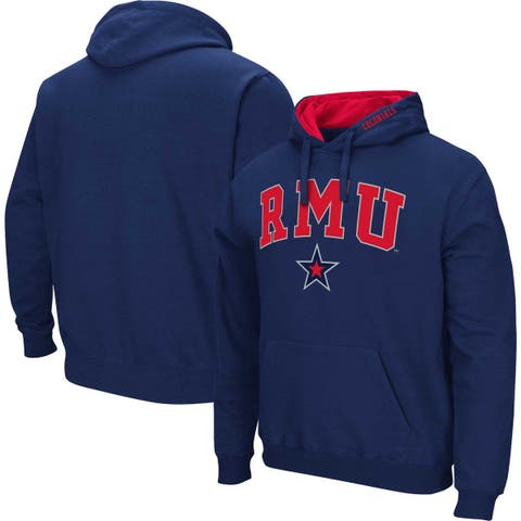 Men's Colosseum Navy Robert Morris Colonials Arch & Logo 3.0 Pullover Hoodie