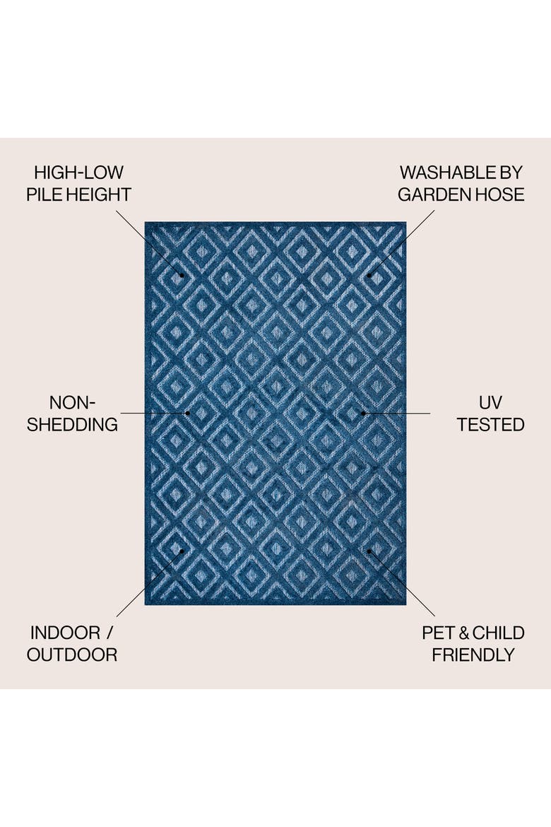Portmany Neutral Diamond Trellis Indoor/Outdoor Area Rug, Alternate, color, Marine