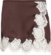 Siedrés Niera Lace Trim Satin Miniskirt