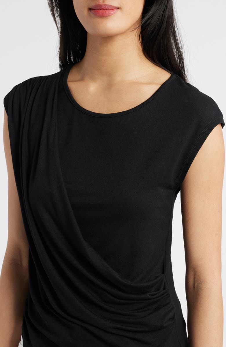 Loveappella Drape Asymmetric Top, Alternate, color, Black