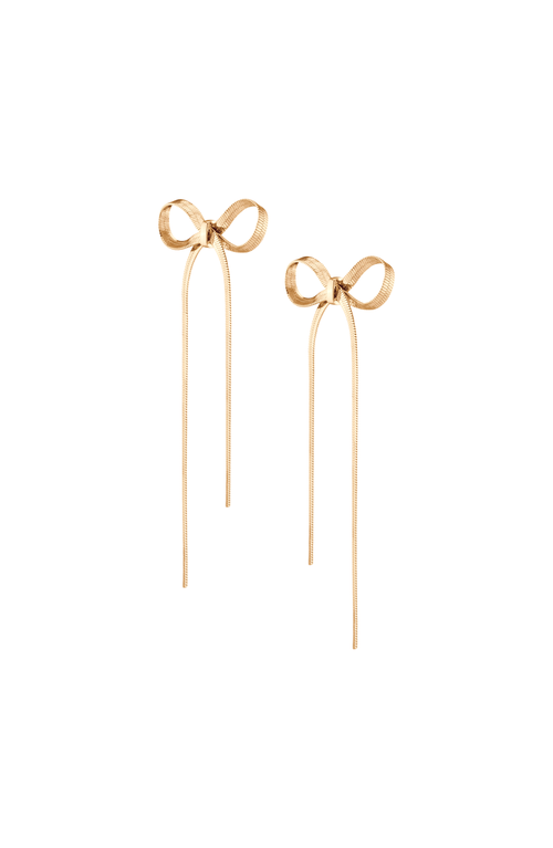 Aurate New York Herringbone Bow Earrings In Gold