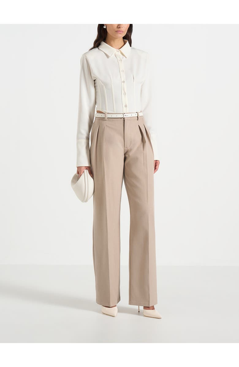 Manière De Voir Julie Tailored Twin Pleat Trousers, Alternate, color, Taupe