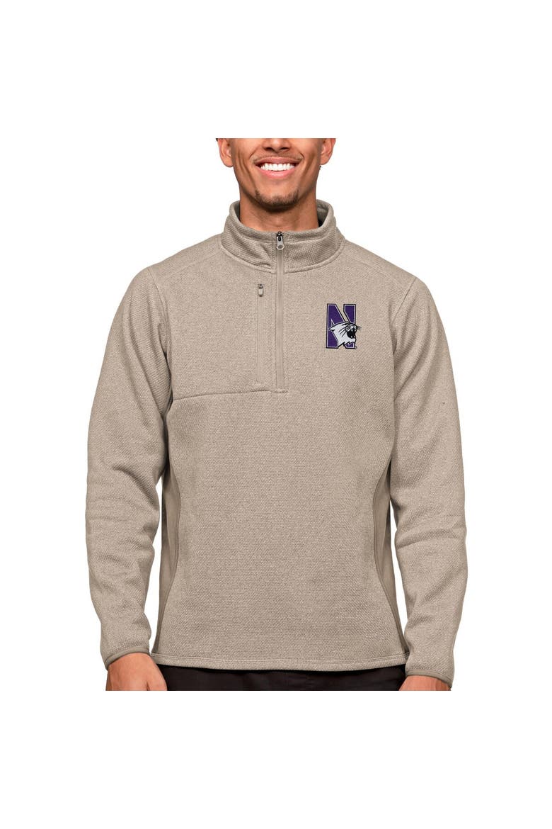 Men's Antigua Oatmeal Northwestern Wildcats Course Quarter-Zip Pullover Top, Main, color, Oatmeal